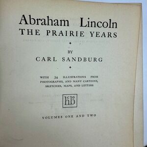 Abraham Lincoln Prairie Years Carl Sandburg 1926 HC Antique Book Vol 1 & 2